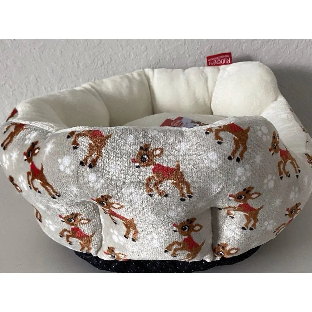 Rudolph The Red Nose Reindeer Cozy Cuddler Dog Pet Bed Soft Christmas‎ NEW